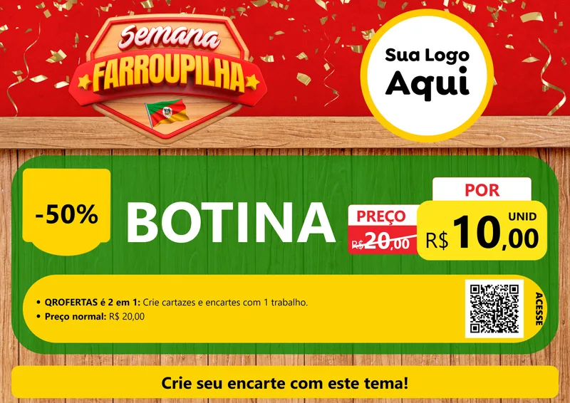 Modelo de Cartaz para Cartaz A4 Horizontal com o tema Semana Farroupilha para Agropecuária