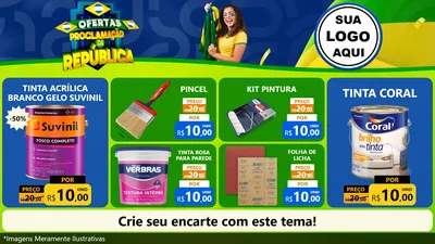 Modelo de TV para TV Horizontal com o tema Ofertas Proclamação da República para Tintas e Ferramentas