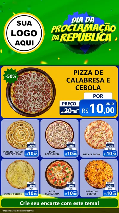 Modelo de Rede Social para Stories com o tema Dia Da Proclamação Da República para Pizzaria