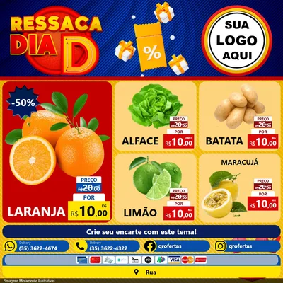 Modelo de Rede Social para Feed Facebook com o tema Ressaca Dia D para Hortifrúti