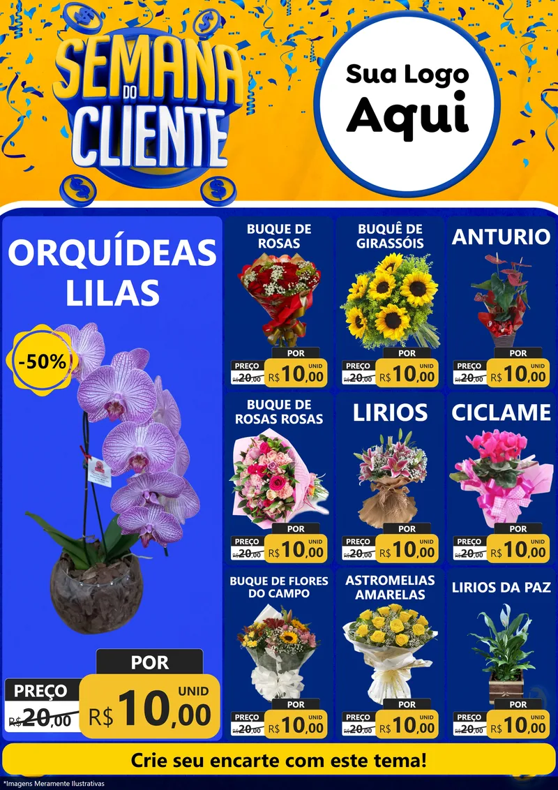 Modelo de Encarte para Encarte A4 Vertical com o tema Semana do Cliente para Floricultura e jardim