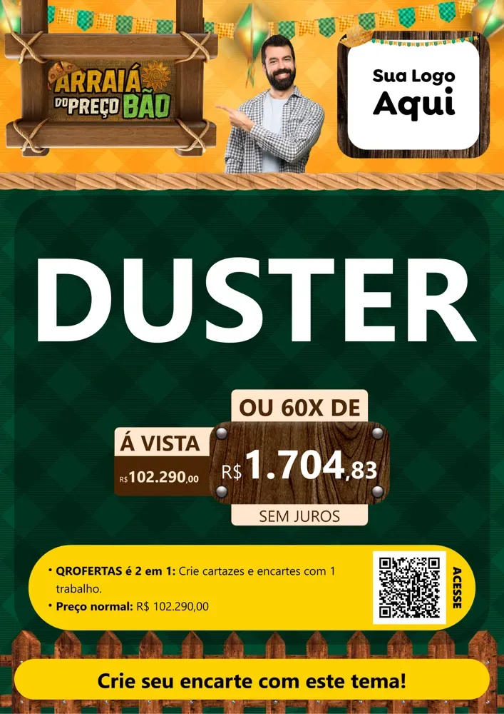 Modelo de Cartaz para Cartaz A4 Vertical com o tema Arraiá do preço bão para Concessionaria de Carros