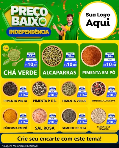 Modelo de Rede Social para Feed Instagram com o tema Preço Baixo de Independência para Produtos Naturais