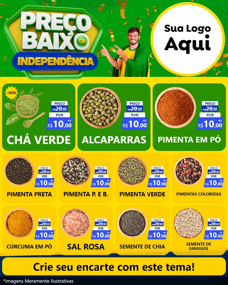 Modelo de Rede Social para Feed Instagram com o tema Preço Baixo de Independência para Produtos Naturais