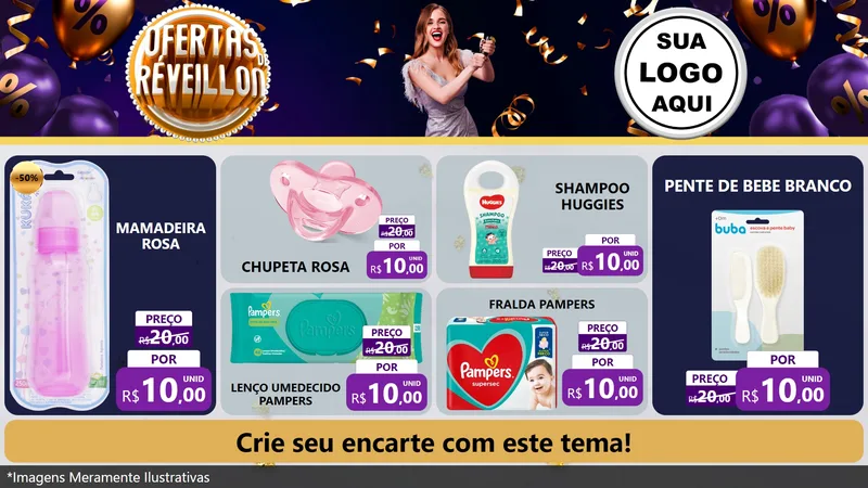 Modelo de TV para TV Horizontal com o tema Ofertas de Réveillon para Bebês