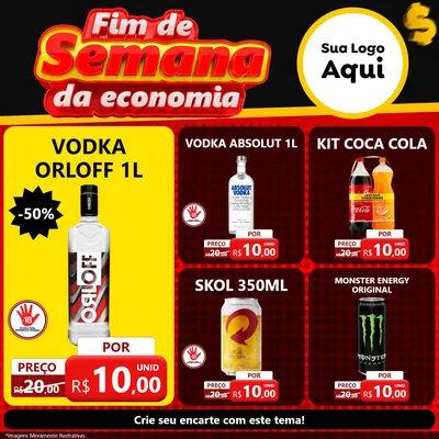 Modelo de Rede Social para Feed Facebook com o tema Fim de Semana da Economia para Distribuidora de bebidas