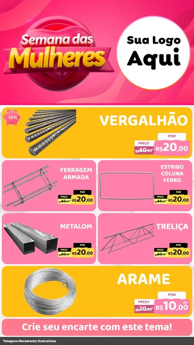 Modelo de TV para TV Vertical com o tema Semana das Mulheres para Ferragens