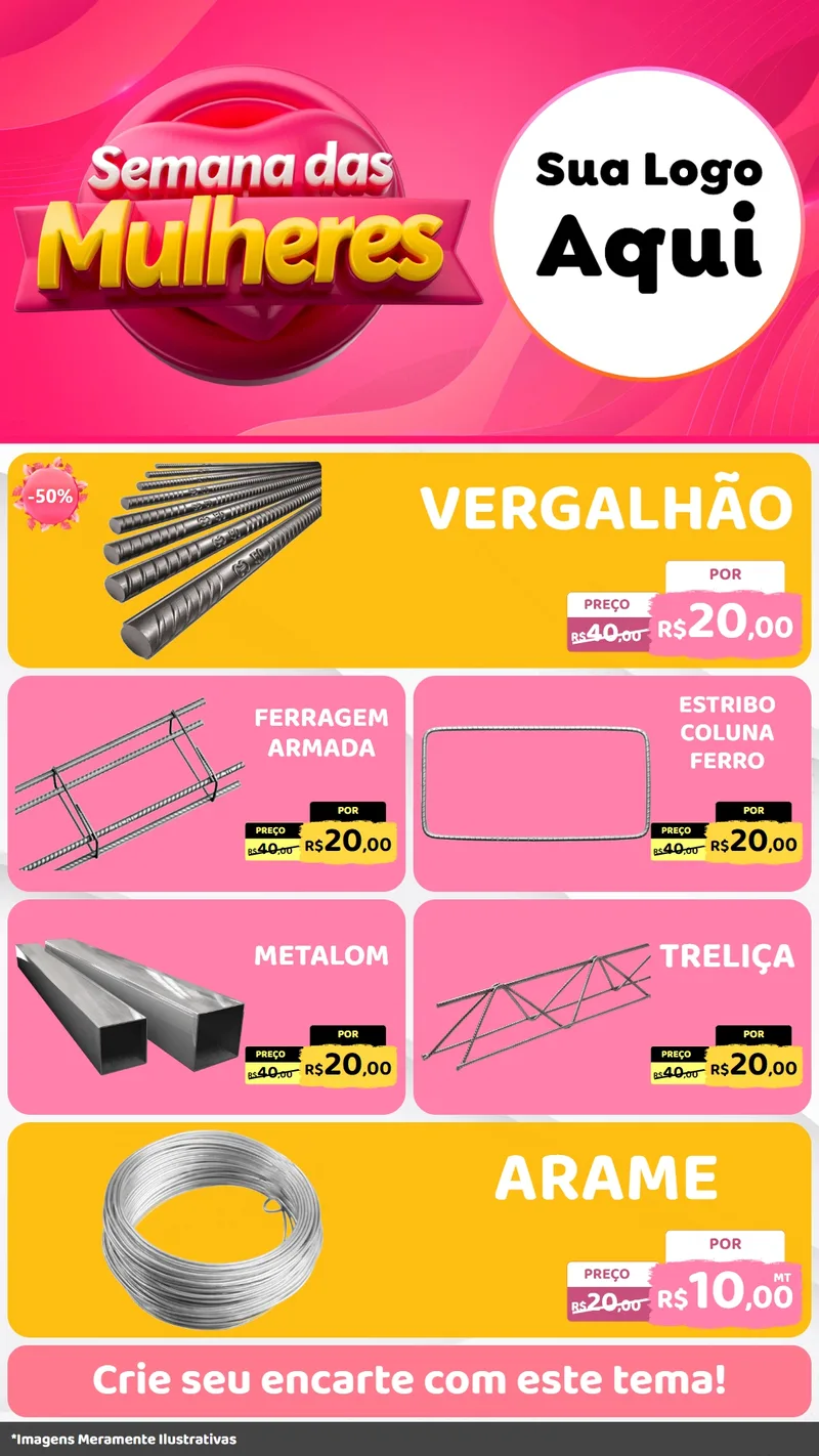 Modelo de TV para TV Vertical com o tema Semana das Mulheres para Ferragens