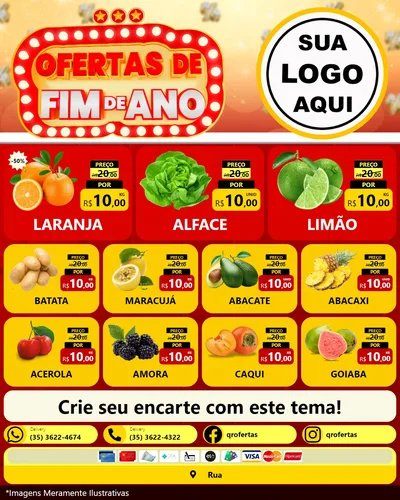 Modelo de Rede Social para Feed Instagram com o tema Ofertas de Fim de Ano para Hortifrúti