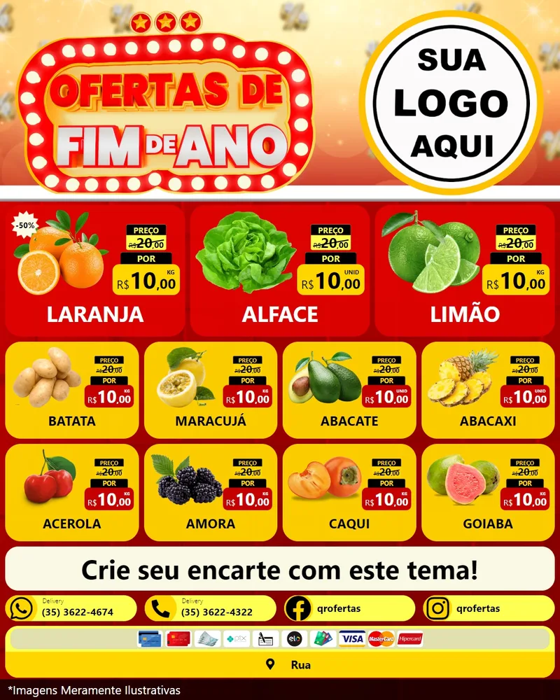 Modelo de Rede Social para Feed Instagram com o tema Ofertas de Fim de Ano para Hortifrúti