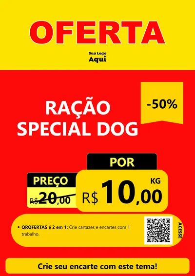 Modelo de Cartaz para Cartaz A4 Vertical com o tema OFERTA - Vermelho Cartaz para Pet Shop
