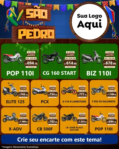 Modelo de Rede Social para Feed Instagram com o tema São Pedro para Concessionaria de Motos