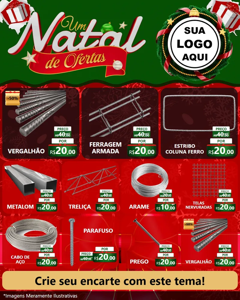 Modelo de Rede Social para Feed Instagram com o tema Um Natal de Ofertas para Ferragens