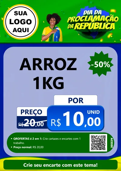 Modelo de Cartaz para Cartaz A4 Vertical com o tema Dia Da Proclamação Da República para Supermercado