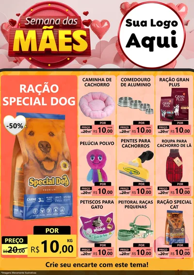 Modelo de Encarte para Encarte A4 Vertical com o tema Semana das Mães para Pet Shop