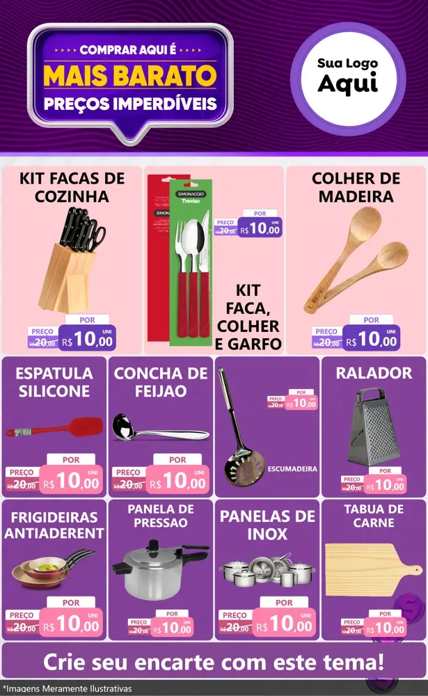 Modelo de Encarte para Encarte Grande com o tema Mais Barato para Utilidades Domésticas