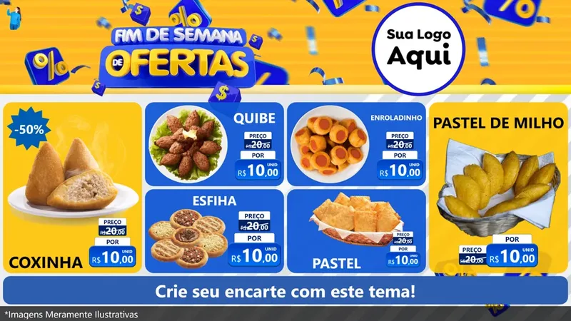 Modelo de TV para TV Horizontal com o tema Fim de Semana de Ofertas para Salgadaria