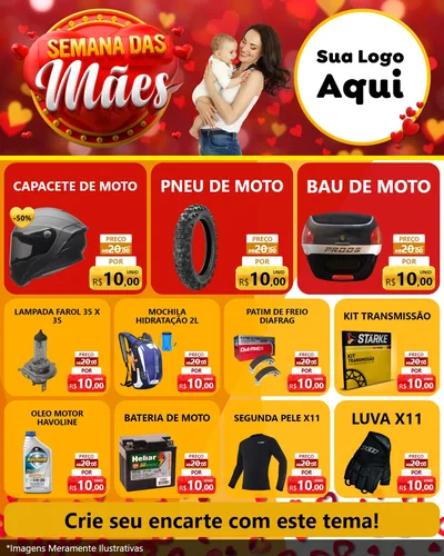 Modelo de Rede Social para Feed Instagram com o tema Semana das Mães para Moto peças