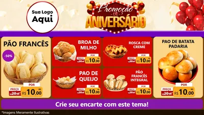 Modelo de TV para TV Horizontal com o tema Promoção de Aniversário para Padaria
