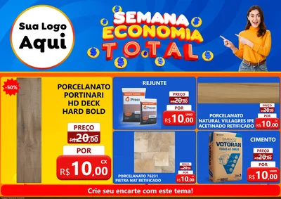 Modelo de Encarte para Encarte A4 Horizontal com o tema Semana Economia Total para Pisos e revestimentos