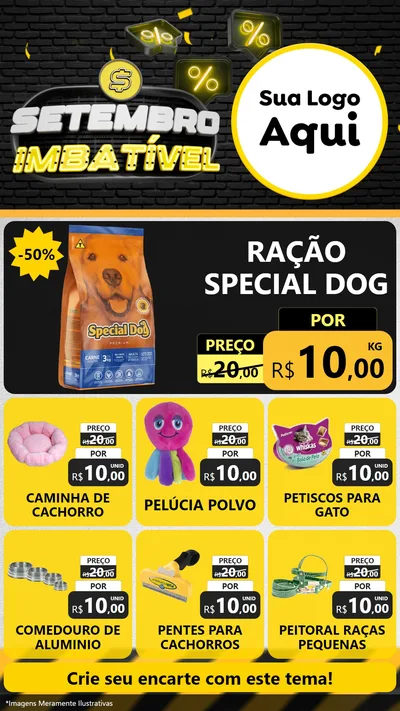 Modelo de Rede Social para Stories com o tema Setembro Imbatível para Pet Shop