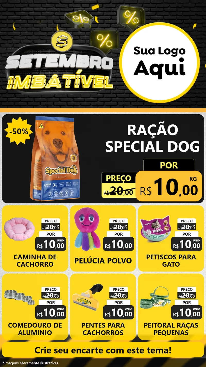 Modelo de Rede Social para Stories com o tema Setembro Imbatível para Pet Shop