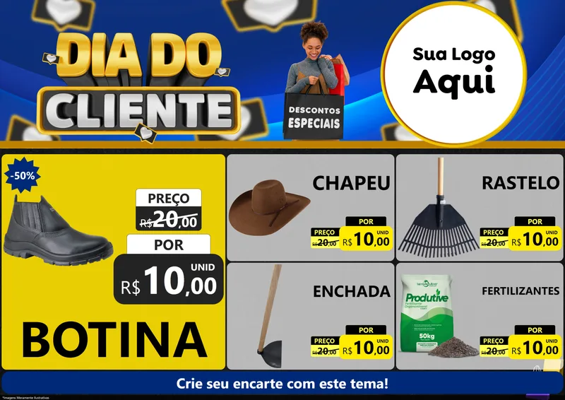 Modelo de Encarte para Encarte A4 Horizontal com o tema Dia Do Cliente para Agropecuária