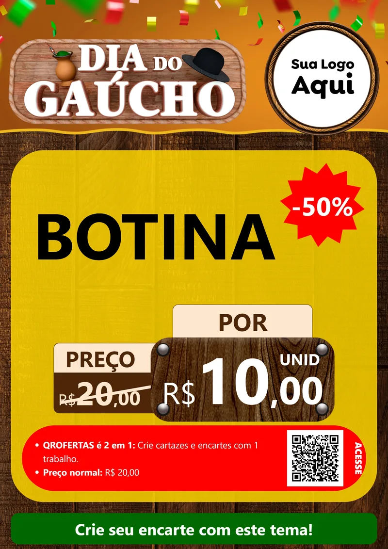 Modelo de Cartaz para Cartaz A4 Vertical com o tema Dia do Gaúcho para Agropecuária