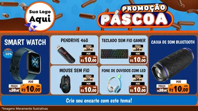 Modelo de TV para TV Horizontal com o tema Promoção Páscoa para Informática