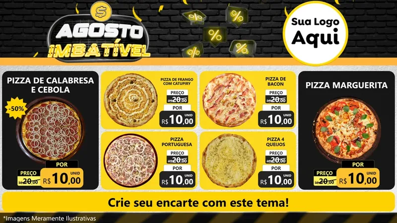 Modelo de TV para TV Horizontal com o tema Agosto Imbatível para Pizzaria