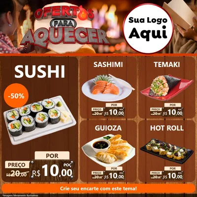 Modelo de Rede Social para Feed Facebook com o tema Ofertas Para Aquecer para Comida japonesa