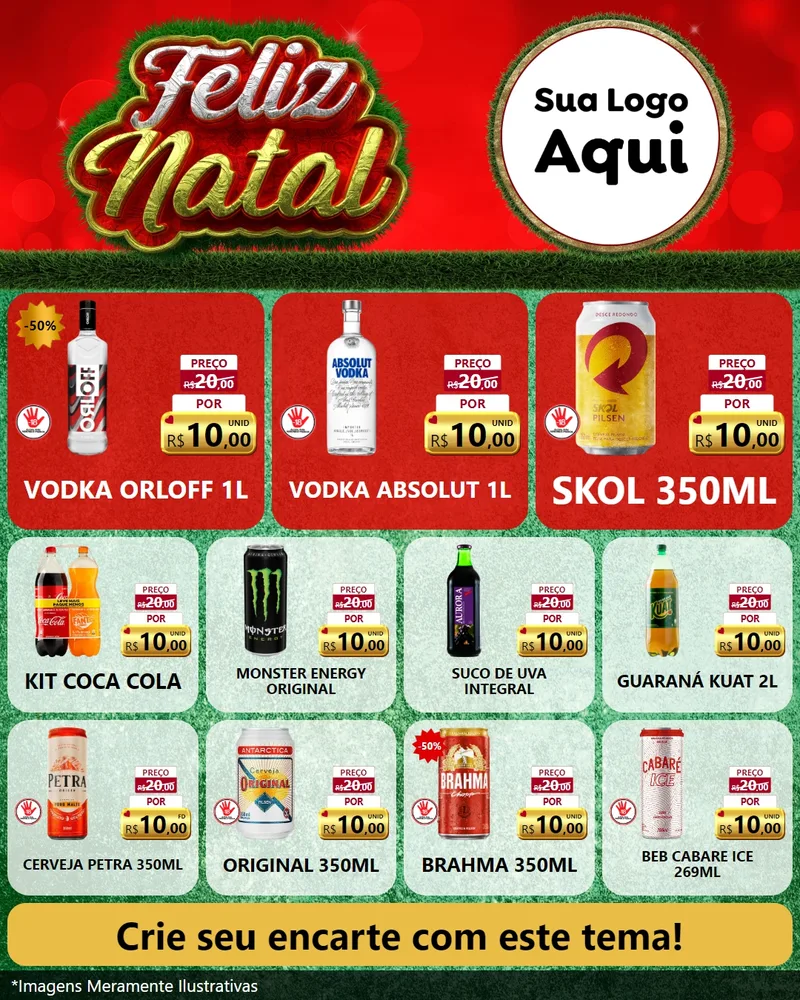 Modelo de Rede Social para Feed Instagram com o tema Feliz Natal para Distribuidora de bebidas