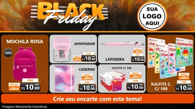Modelo de TV para TV Horizontal com o tema Black Friday para Papelaria