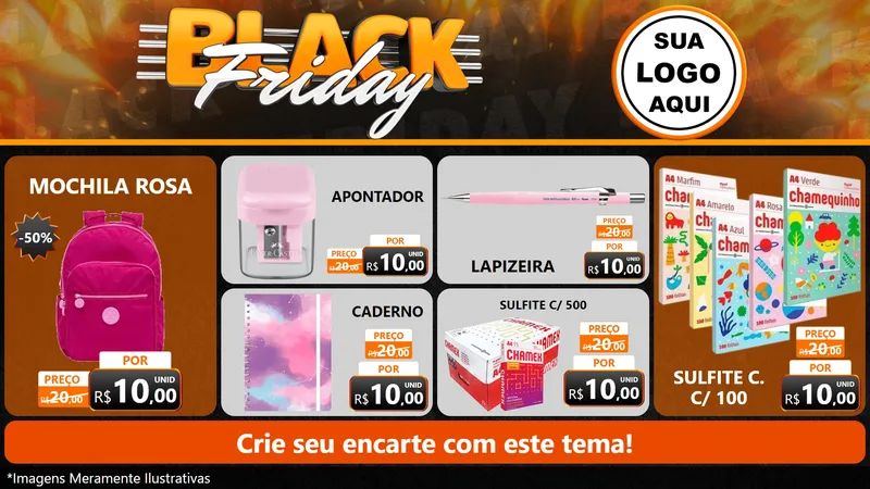 Modelo de TV para TV Horizontal com o tema Black Friday para Papelaria