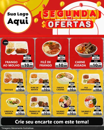 Modelo de Rede Social para Feed Instagram com o tema Segunda de Ofertas para Restaurante