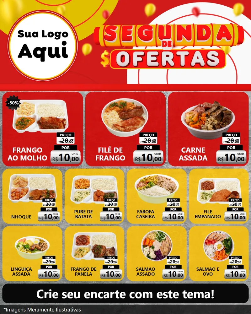 Modelo de Rede Social para Feed Instagram com o tema Segunda de Ofertas para Restaurante