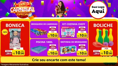 Modelo de TV para TV Horizontal com o tema Pré-Carnaval Especial para Brinquedos