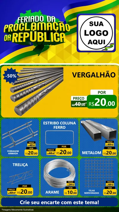 Modelo de Rede Social para Stories com o tema Feriado da Proclamação da República para Ferragens