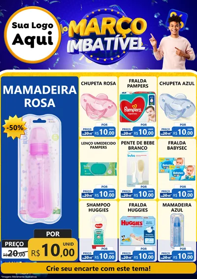 Modelo de Encarte para Encarte A4 Vertical com o tema Março Imbatível para Bebês