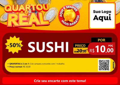 Modelo de Cartaz para Cartaz A4 Horizontal com o tema Quartou do Real para Comida japonesa