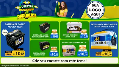 Modelo de TV para TV Horizontal com o tema Ofertas Proclamação da República para Baterias Elétricas