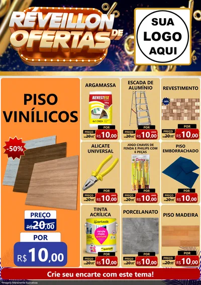 Modelo de Encarte para Encarte A4 Vertical com o tema Réveillon de Ofertas para Material para Construção