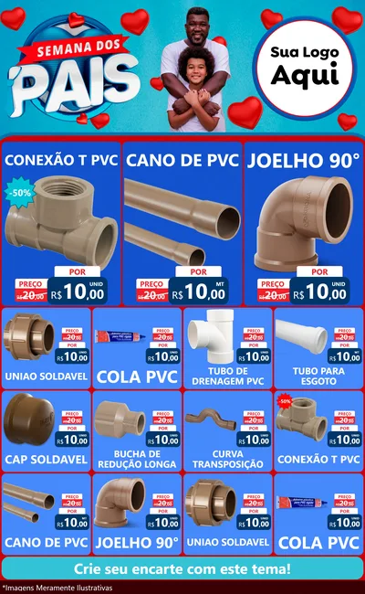 Modelo de Encarte para Encarte Grande com o tema Semana Dos Pais para Tubos e conexões