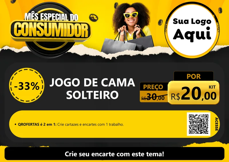Modelo de Cartaz para Cartaz A4 Horizontal com o tema Mês Especial do Consumidor para Cama, Mesa e Banho