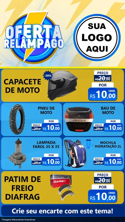 Modelo de TV para TV Vertical com o tema Oferta Relâmpago para Moto peças