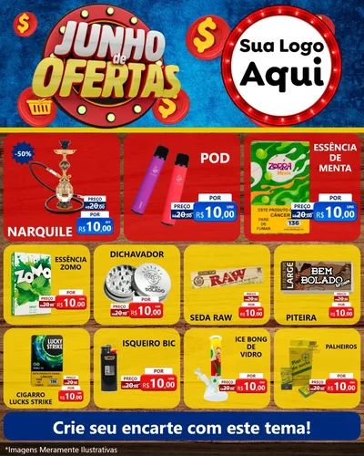 Modelo de Rede Social para Feed Instagram com o tema Junho de Ofertas para Tabacaria