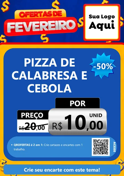 Modelo de Cartaz para Cartaz A4 Vertical com o tema Ofertas de Fevereiro para Pizzaria