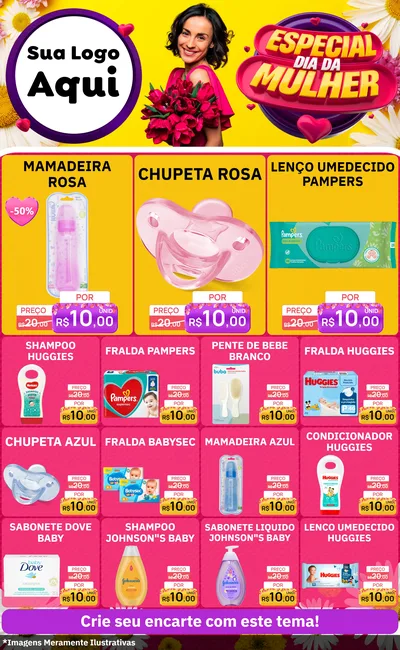 Modelo de Encarte para Encarte Grande com o tema Especial Dia da Mulher para Bebês