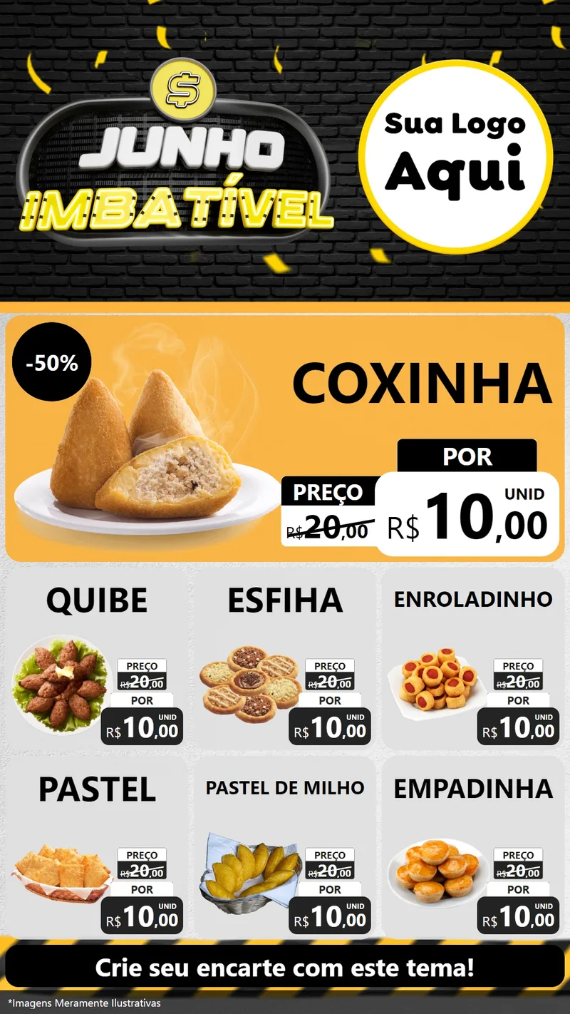 Modelo de Rede Social para Stories com o tema Junho Imbatível para Salgadaria