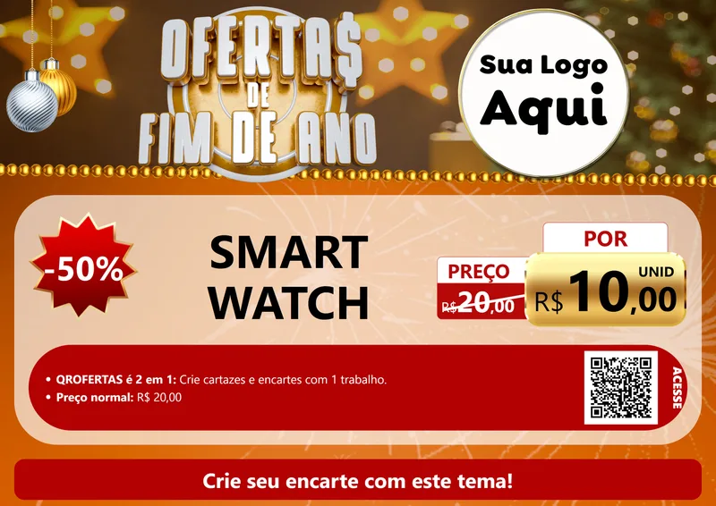 Modelo de Cartaz para Cartaz A4 Horizontal com o tema Ofertas de Fim de Ano para Informática